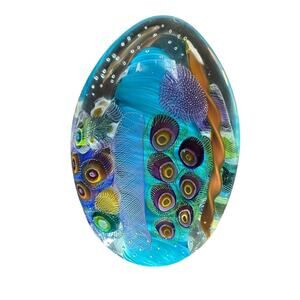 NEW Seascape Inspired Murrine & Cane Small Paddle Paperweight Signed S. Garrelts